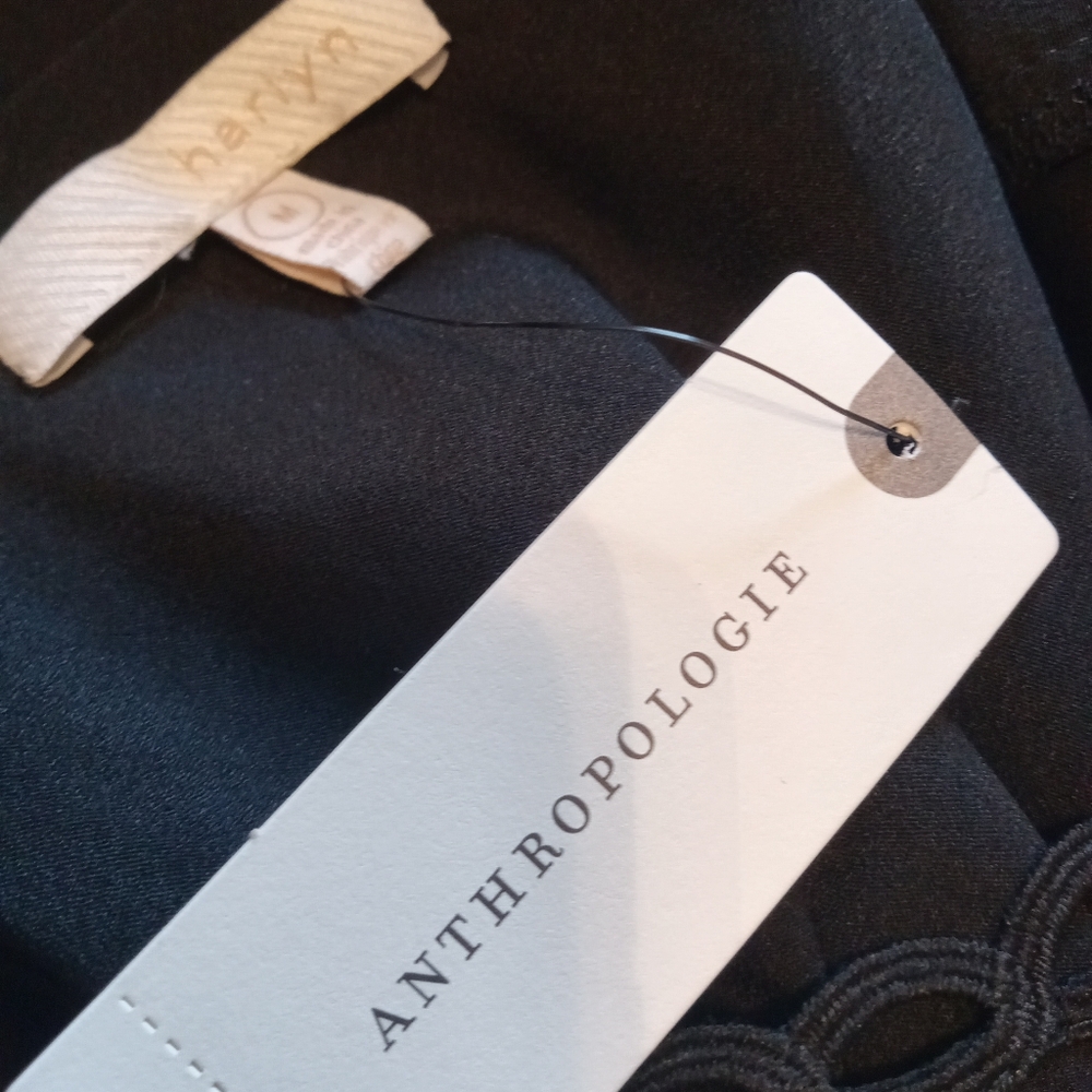 Anthropologie Black Scalloped Yoke Mini Dress - Picture 13 of 15